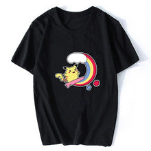 Load image into Gallery viewer, Surprised Pikachu Vaporwave Japanese Cotton Men Cool Anime Pokemon T-shirt Aesthetic Harajuku Streetwear Camisetas Hombre