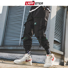 Load image into Gallery viewer, LAPPSTER Men Ribbons Streetwear Cargo Pants 2019 Autumn Hip Hop Joggers Pants Overalls Black Fashions Baggy Pockets Trousers