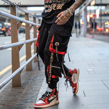 Load image into Gallery viewer, Letter Ribbons Casual Hip Hop Joggers Cargo Pants For Men Block Hit Color Pocket Track Pants Male Trousers Sweatpants Streetwear