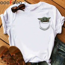 Load image into Gallery viewer, Baby Yoda Mandalorian Cute Anime T Shirt Men/women Bebe Yoda Funny Cartoon T-shirt Kawaii Tshirt Fashion Top Tees Male/female
