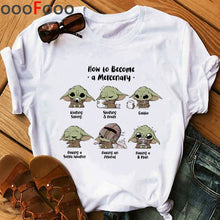 Load image into Gallery viewer, Baby Yoda Mandalorian Cute Anime T Shirt Men/women Bebe Yoda Funny Cartoon T-shirt Kawaii Tshirt Fashion Top Tees Male/female
