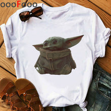 Load image into Gallery viewer, Baby Yoda Mandalorian Cute Anime T Shirt Men/women Bebe Yoda Funny Cartoon T-shirt Kawaii Tshirt Fashion Top Tees Male/female