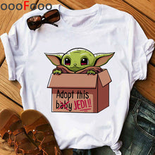 Load image into Gallery viewer, Baby Yoda Mandalorian Cute Anime T Shirt Men/women Bebe Yoda Funny Cartoon T-shirt Kawaii Tshirt Fashion Top Tees Male/female
