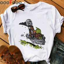 Load image into Gallery viewer, Baby Yoda Mandalorian Cute Anime T Shirt Men/women Bebe Yoda Funny Cartoon T-shirt Kawaii Tshirt Fashion Top Tees Male/female