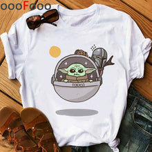 Load image into Gallery viewer, Baby Yoda Mandalorian Cute Anime T Shirt Men/women Bebe Yoda Funny Cartoon T-shirt Kawaii Tshirt Fashion Top Tees Male/female