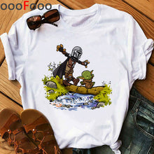 Load image into Gallery viewer, Baby Yoda Mandalorian Cute Anime T Shirt Men/women Bebe Yoda Funny Cartoon T-shirt Kawaii Tshirt Fashion Top Tees Male/female