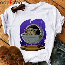 Load image into Gallery viewer, Baby Yoda Mandalorian Cute Anime T Shirt Men/women Bebe Yoda Funny Cartoon T-shirt Kawaii Tshirt Fashion Top Tees Male/female