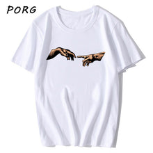 Load image into Gallery viewer, Michelangelo Hands T Shirt Ulzzang Vintage Women-men Aesthetic Tshirt 90s T-shirt Aesthetic Camisetas Grunge Unisex Harajuku New