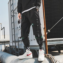 Load image into Gallery viewer, LAPPSTER Men Ribbons Streetwear Cargo Pants 2019 Autumn Hip Hop Joggers Pants Overalls Black Fashions Baggy Pockets Trousers
