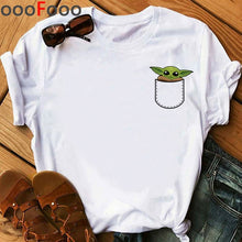 Load image into Gallery viewer, Baby Yoda Mandalorian Cute Anime T Shirt Men/women Bebe Yoda Funny Cartoon T-shirt Kawaii Tshirt Fashion Top Tees Male/female
