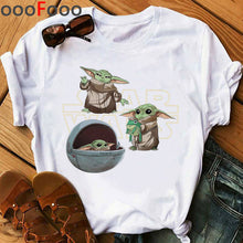 Load image into Gallery viewer, Baby Yoda Mandalorian Cute Anime T Shirt Men/women Bebe Yoda Funny Cartoon T-shirt Kawaii Tshirt Fashion Top Tees Male/female
