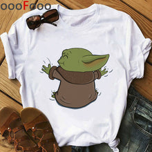 Load image into Gallery viewer, Baby Yoda Mandalorian Cute Anime T Shirt Men/women Bebe Yoda Funny Cartoon T-shirt Kawaii Tshirt Fashion Top Tees Male/female
