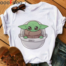 Load image into Gallery viewer, Baby Yoda Mandalorian Cute Anime T Shirt Men/women Bebe Yoda Funny Cartoon T-shirt Kawaii Tshirt Fashion Top Tees Male/female
