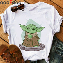 Load image into Gallery viewer, Baby Yoda Mandalorian Cute Anime T Shirt Men/women Bebe Yoda Funny Cartoon T-shirt Kawaii Tshirt Fashion Top Tees Male/female

