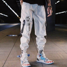 Load image into Gallery viewer, Hip hop Streetwear Men Harem Cargo Pants Korean Jogger Sweatpants Solid color Black White Ankle Length Trousers White Techwear
