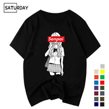 Load image into Gallery viewer, Men's Senpai Anime Girl Nerdy Cotton Black Print T-shirt Women Manga Streetwear Tee Cotton Tshirt Unisex Harajuku Clothes
