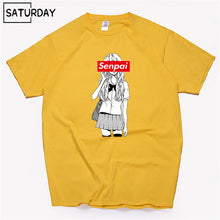 Load image into Gallery viewer, Men's Senpai Anime Girl Nerdy Cotton Black Print T-shirt Women Manga Streetwear Tee Cotton Tshirt Unisex Harajuku Clothes
