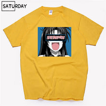 Load image into Gallery viewer, Men's Senpai Anime Girl Nerdy Cotton Black Print T-shirt Women Manga Streetwear Tee Cotton Tshirt Unisex Harajuku Clothes

