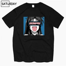 Load image into Gallery viewer, Men's Senpai Anime Girl Nerdy Cotton Black Print T-shirt Women Manga Streetwear Tee Cotton Tshirt Unisex Harajuku Clothes
