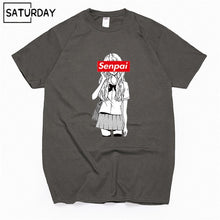 Load image into Gallery viewer, Men's Senpai Anime Girl Nerdy Cotton Black Print T-shirt Women Manga Streetwear Tee Cotton Tshirt Unisex Harajuku Clothes
