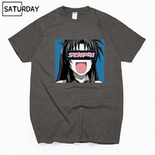 Load image into Gallery viewer, Men's Senpai Anime Girl Nerdy Cotton Black Print T-shirt Women Manga Streetwear Tee Cotton Tshirt Unisex Harajuku Clothes
