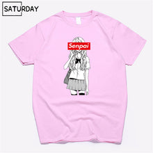 Load image into Gallery viewer, Men's Senpai Anime Girl Nerdy Cotton Black Print T-shirt Women Manga Streetwear Tee Cotton Tshirt Unisex Harajuku Clothes
