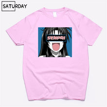 Load image into Gallery viewer, Men's Senpai Anime Girl Nerdy Cotton Black Print T-shirt Women Manga Streetwear Tee Cotton Tshirt Unisex Harajuku Clothes
