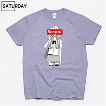 Load image into Gallery viewer, Men's Senpai Anime Girl Nerdy Cotton Black Print T-shirt Women Manga Streetwear Tee Cotton Tshirt Unisex Harajuku Clothes
