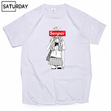 Load image into Gallery viewer, Men's Senpai Anime Girl Nerdy Cotton Black Print T-shirt Women Manga Streetwear Tee Cotton Tshirt Unisex Harajuku Clothes
