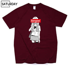Load image into Gallery viewer, Men's Senpai Anime Girl Nerdy Cotton Black Print T-shirt Women Manga Streetwear Tee Cotton Tshirt Unisex Harajuku Clothes
