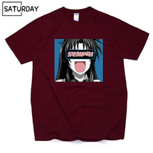 Load image into Gallery viewer, Men's Senpai Anime Girl Nerdy Cotton Black Print T-shirt Women Manga Streetwear Tee Cotton Tshirt Unisex Harajuku Clothes
