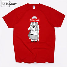 Load image into Gallery viewer, Men's Senpai Anime Girl Nerdy Cotton Black Print T-shirt Women Manga Streetwear Tee Cotton Tshirt Unisex Harajuku Clothes
