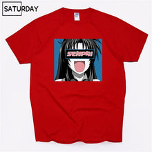Load image into Gallery viewer, Men's Senpai Anime Girl Nerdy Cotton Black Print T-shirt Women Manga Streetwear Tee Cotton Tshirt Unisex Harajuku Clothes
